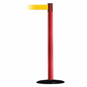 TENSABARRIER 889B-33-21-STD-NO-Y5X-C Barrier Post With Belt, Steel, Red, 38 Inch Post Height, 2 1/2 Inch Post Dia | CU6HFK 20YL74