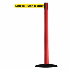 TENSABARRIER 889B-33-21-STD-NO-YAX-C Barrier Post With Belt, Steel, Red, 38 Inch Post Height, 2 1/2 Inch Post Dia | CU6HFJ 20YL78