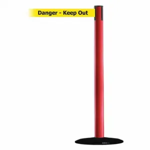 TENSABARRIER 889B-33-21-STD-NO-YDX-C Barrier Post With Belt, Steel, Red, 38 Inch Post Height, 2 1/2 Inch Post Dia | CU6HLF 20YL80