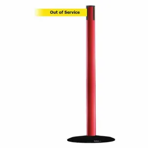 TENSABARRIER 889B-33-21-STD-NO-YEX-C Barrier Post With Belt, Steel, Red, 38 Inch Post Height, 2 1/2 Inch Post Dia | CU6HFW 20YL81