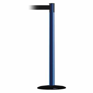 TENSABARRIER 889B-33-23-MAX-NO-B9X-C Barrier Post With Belt, Steel, Blue, 38 Inch Post Height, 2 1/2 Inch Post Dia | CU6HAF 20YJ95