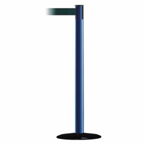 TENSABARRIER 889B-33-23-MAX-NO-G6X-C Barrier Post With Belt, Steel, Blue, 38 Inch Post Height, 2 1/2 Inch Post Dia | CU6HAH 20YJ96