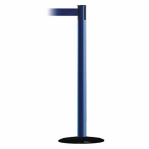 TENSABARRIER 889B-33-23-MAX-NO-L5X-C Barrier Post With Belt, Steel, Blue, 38 Inch Post Height, 2 1/2 Inch Post Dia | CU6HMW 20YJ99