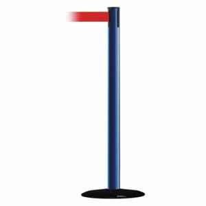 TENSABARRIER 889B-33-23-MAX-NO-R5X-C Barrier Post With Belt, Steel, Blue, 38 Inch Post Height, 2 1/2 Inch Post Dia | CU6HAD 20YJ98