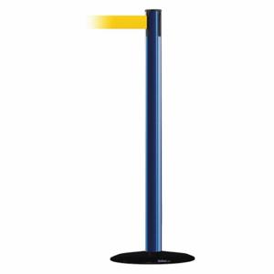 TENSABARRIER 889B-33-23-MAX-NO-Y5X-C Barrier Post With Belt, Steel, Blue, 38 Inch Post Height, 2 1/2 Inch Post Dia | CU6HAN 20YJ97