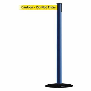 TENSABARRIER 889B-33-23-MAX-NO-YAX-C Barrier Post With Belt, Steel, Blue, 38 Inch Post Height, 2 1/2 Inch Post Dia | CU6HAL 20YK02