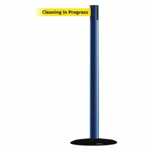 TENSABARRIER 889B-33-23-MAX-NO-YCX-C Barrier Post With Belt, Steel, Blue, 38 Inch Post Height, 2 1/2 Inch Post Dia | CU6HLT 20YK03