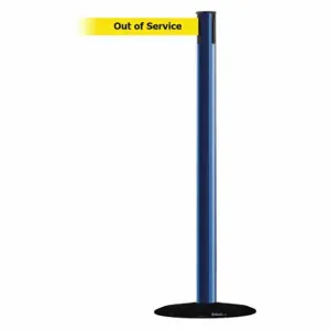 TENSABARRIER 889B-33-23-MAX-NO-YEX-C Barrier Post With Belt, Steel, Blue, 38 Inch Post Height, 2 1/2 Inch Post Dia | CU6HAJ 20YK05