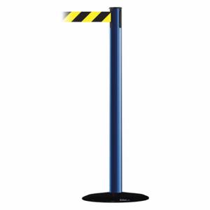 TENSABARRIER 889B-33-23-STD-NO-D4X-C Barrier Post With Belt, Steel, Blue, 38 Inch Post Height, 2 1/2 Inch Post Dia | CU6GZZ 20YL47