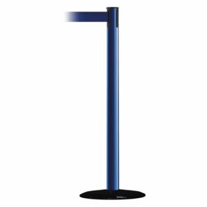 TENSABARRIER 889B-33-23-STD-NO-L5X-C Barrier Post With Belt, Steel, Blue, 38 Inch Post Height, 2 1/2 Inch Post Dia | CU6HAC 20YL46