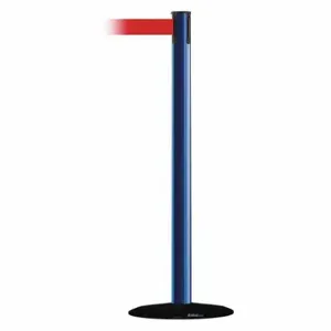 TENSABARRIER 889B-33-23-STD-NO-R5X-C Barrier Post With Belt, Steel, Blue, 38 Inch Post Height, 2 1/2 Inch Post Dia | CU6HAQ 20YL45