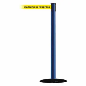 TENSABARRIER 889B-33-23-STD-NO-YCX-C Barrier Post With Belt, Steel, Blue, 38 Inch Post Height, 2 1/2 Inch Post Dia | CU6HAM 20YL49