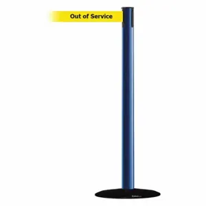 TENSABARRIER 889B-33-23-STD-NO-YEX-C Barrier Post With Belt, Steel, Blue, 38 Inch Post Height, 2 1/2 Inch Post Dia | CU6HAE 20YL51