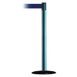 TENSABARRIER 889B-33-28-MAX-NO-L5X-C Barrier Post With Belt, Steel, Green, 38 Inch Post Height, 2 1/2 Inch Post Dia | CU6HBR 20YK20