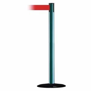 TENSABARRIER 889B-33-28-MAX-NO-R5X-C Barrier Post With Belt, Steel, Green, 38 Inch Post Height, 2 1/2 Inch Post Dia | CU6HBX 20YK19