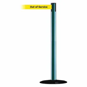 TENSABARRIER 889B-33-28-MAX-NO-YEX-C Barrier Post With Belt, Steel, Green, 38 Inch Post Height, 2 1/2 Inch Post Dia | CU6HCC 20YK25