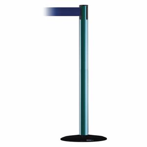 TENSABARRIER 889B-33-28-STD-NO-L5X-C Barrier Post With Belt, Steel, Green, 38 Inch Post Height, 2 1/2 Inch Post Dia | CU6HBZ 20YL66