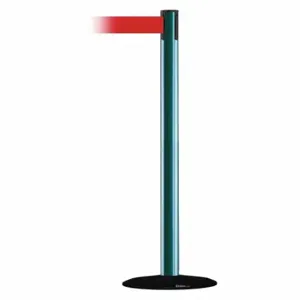 TENSABARRIER 889B-33-28-STD-NO-R5X-C Barrier Post With Belt, Steel, Green, 38 Inch Post Height, 2 1/2 Inch Post Dia | CU6HCG 20YL65