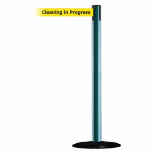 TENSABARRIER 889B-33-28-STD-NO-YCX-C Barrier Post With Belt, Steel, Green, 38 Inch Post Height, 2 1/2 Inch Post Dia | CU6HCF 20YL69