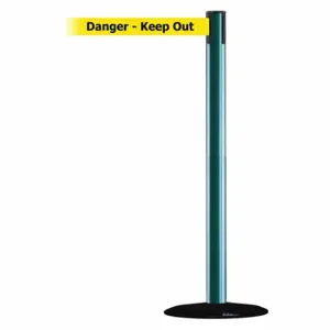 TENSABARRIER 889B-33-28-STD-NO-YDX-C Barrier Post With Belt, Steel, Green, 38 Inch Post Height, 2 1/2 Inch Post Dia | CU6HBW 20YL70