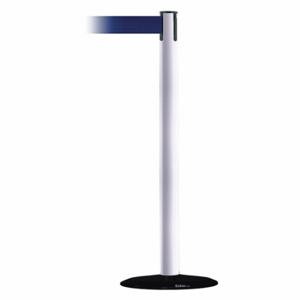 TENSABARRIER 889B-33-32-MAX-NO-L5X-C Barrier Post With Belt, Steel, White, 38 Inch Post Height, 2 1/2 Inch Post Dia | CU6HKB 20YK40