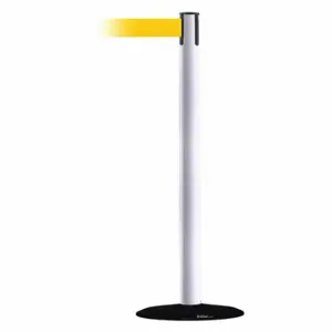 TENSABARRIER 889B-33-32-MAX-NO-Y5X-C Barrier Post With Belt, Steel, White, 38 Inch Post Height, 2 1/2 Inch Post Dia | CU6HJW 20YK38