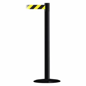 TENSABARRIER 889B-33-33-MAX-NO-D4X-C Barrier Post With Belt, Steel, Black, 38 Inch Post Height, 2 1/2 Inch Post Dia | CU6GYX 20YJ79