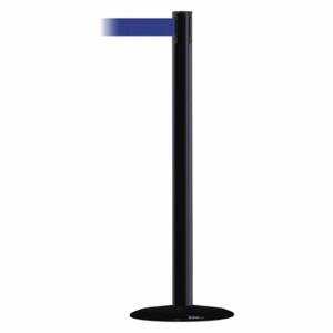 TENSABARRIER 889B-33-33-MAX-NO-L5X-C Barrier Post With Belt, Steel, Black, 38 Inch Post Height, 2 1/2 Inch Post Dia | CU6GZA 20YJ78