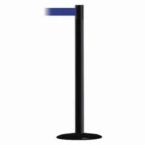 TENSABARRIER 889B-33-33-MAX-NO-L5X-C Barrier Post With Belt, Steel, Black, 38 Inch Post Height, 2 1/2 Inch Post Dia | CU6GZA 20YJ78