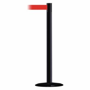 TENSABARRIER 889B-33-33-MAX-NO-R5X-C Barrier Post With Belt, Steel, Black, 38 Inch Post Height, 2 1/2 Inch Post Dia | CU6GYR 20YJ77