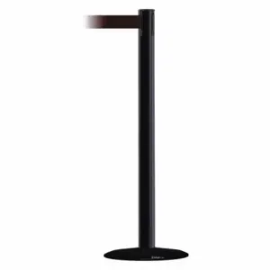 TENSABARRIER 889B-33-33-MAX-NO-R7X-C Barrier Post With Belt, Steel, Black, 38 Inch Post Height, 2 1/2 Inch Post Dia | CU6GYY 20YJ73