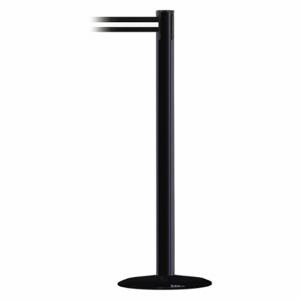 TENSABARRIER 889B-33-33-MAX-NO-S3X-C Barrier Post With Belt, Steel, Black, 38 Inch Post Height, 2 1/2 Inch Post Dia | CU6GZH 20YJ80