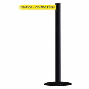 TENSABARRIER 889B-33-33-MAX-NO-YAX-C Barrier Post With Belt, Steel, Black, 38 Inch Post Height, 2 1/2 Inch Post Dia | CU6GZL 20YJ81