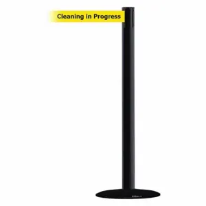 TENSABARRIER 889B-33-33-MAX-NO-YCX-C Barrier Post With Belt, Steel, Black, 38 Inch Post Height, 2 1/2 Inch Post Dia | CU6HMV 20YJ82