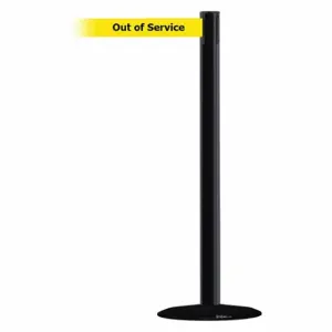 TENSABARRIER 889B-33-33-MAX-NO-YEX-C Barrier Post With Belt, Steel, Black, 38 Inch Post Height, 2 1/2 Inch Post Dia | CU6GYW 20YJ84