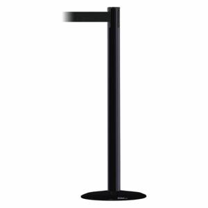 TENSABARRIER 889B-33-33-STD-NO-B9X-C Barrier Post With Belt, Steel, Black, 38 Inch Post Height, 2 1/2 Inch Post Dia | CU6GYZ 20YL21