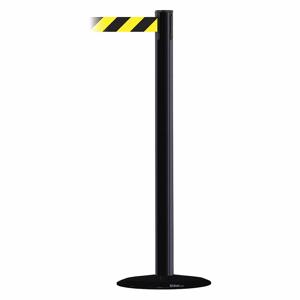 TENSABARRIER 889B-33-33-STD-NO-D4X-C Barrier Post With Belt, Steel, Black, 38 Inch Post Height, 2 1/2 Inch Post Dia | CU6GZN 20YL26