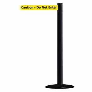 TENSABARRIER 889B-33-33-STD-NO-YAX-C Barrier Post With Belt, Steel, Black, 38 Inch Post Height, 2 1/2 Inch Post Dia | CU6HNJ 20YL28