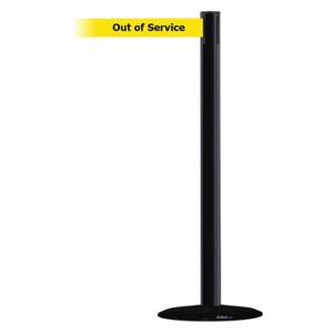 TENSABARRIER 889B-33-33-STD-NO-YEX-C Barrier Post With Belt, Steel, Black, 38 Inch Post Height, 2 1/2 Inch Post Dia | CU6GYU 20YL31