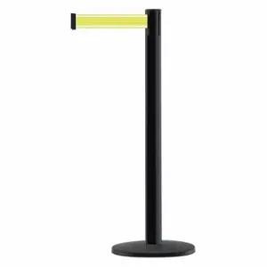 TENSABARRIER 889B-33-33-STD-Y5-NV-C Barrier Post With Belt, Metal, Black, 38 Inch Post Height, 2 1/2 Inch Post Dia | CU6GLT 410C80