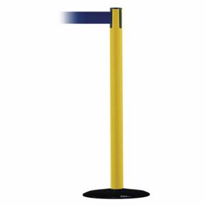 TENSABARRIER 889B-33-35-MAX-NO-L5X-C Barrier Post With Belt, Steel, Yellow, 38 Inch Post Height | CU6HKL 20YK50