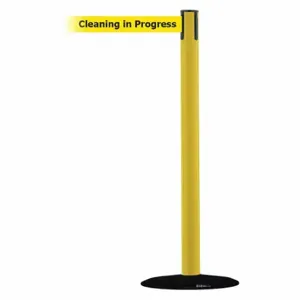 TENSABARRIER 889B-33-35-MAX-NO-YCX-C Barrier Post With Belt, Steel, Yellow, 38 Inch Post Height, 2 1/2 Inch Post Dia, Steel | CU6HKU 20YK53