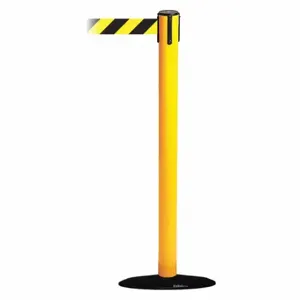 TENSABARRIER 889B-33-35-STD-NO-D4X-C Barrier Post With Belt, Steel, Yellow, 38 Inch Post Height, 2 1/2 Inch Post Dia, Steel | CU6HKW 20YL97