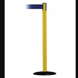 TENSABARRIER 889B-33-35-STD-NO-L5X-C Barrier Post With Belt, Steel, Yellow, 38 Inch Post Height | CU6HKK 20YL96