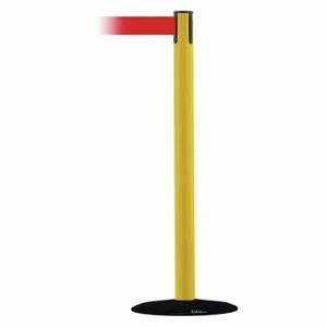 TENSABARRIER 889B-33-35-STD-NO-R5X-C Barrier Post With Belt, Steel, Yellow, 38 Inch Post Height | CU6HKN 20YL95