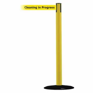 TENSABARRIER 889B-33-35-STD-NO-YCX-C Barrier Post With Belt, Steel, Yellow, 38 Inch Post Height, 2 1/2 Inch Post Dia, Steel | CU6HKT 20YL99