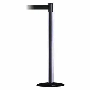 TENSABARRIER 889B-33-73-MAX-NO-B9X-C Barrier Post With Belt, Steel, Gray Hammer Tone, 38 Inch Post Height, 2 1/2 Inch Post Dia | CU6HAZ 20YK06