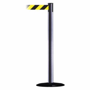 TENSABARRIER 889B-33-73-MAX-NO-D4X-C Barrier Post With Belt, Steel, Gray Hammer Tone, 38 Inch Post Height, 2 1/2 Inch Post Dia | CU6HAV 20YK15