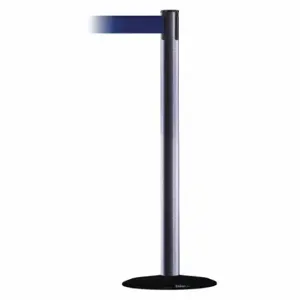 TENSABARRIER 889B-33-73-MAX-NO-L5X-C Barrier Post With Belt, Steel, Gray Hammer Tone, 38 Inch Post Height, 2 1/2 Inch Post Dia | CU6HBB 20YK10