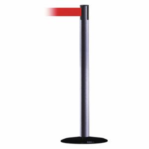 TENSABARRIER 889B-33-73-MAX-NO-R5X-C Barrier Post With Belt, Steel Hammer Tone, 38 Inch Post Height | CU6HBM 20YK09